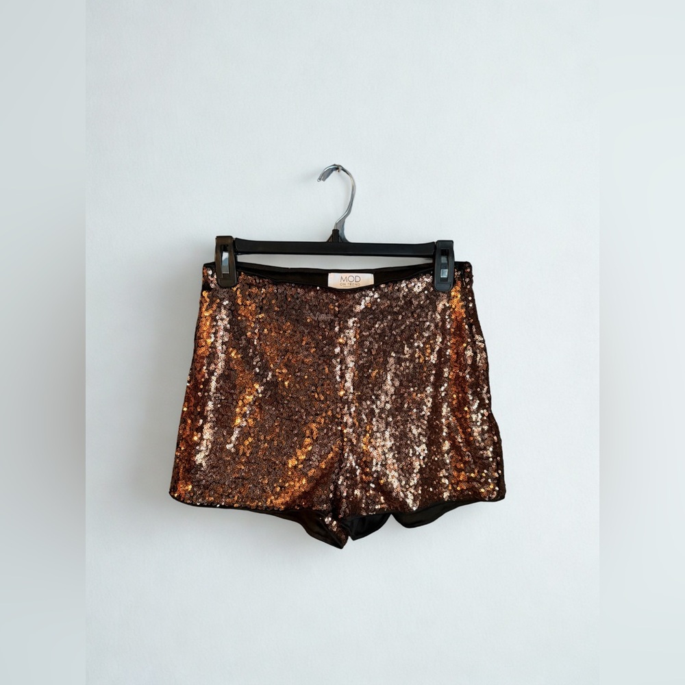 Women's Sequin Shorts - Brown